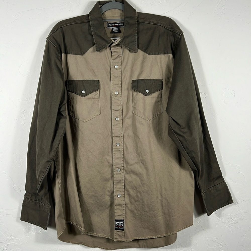 🔥🔥 REAL RANCH WORK WEAR Pearl Snap LS Heavy‎ Shirt - Men Sz 2XL - EXCELLENT